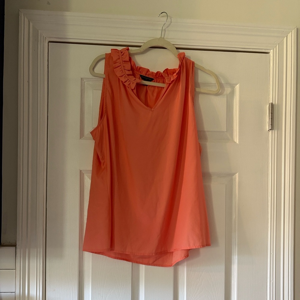 Banana Republic Coral Sleeveless Ruffle-Neck Camisole